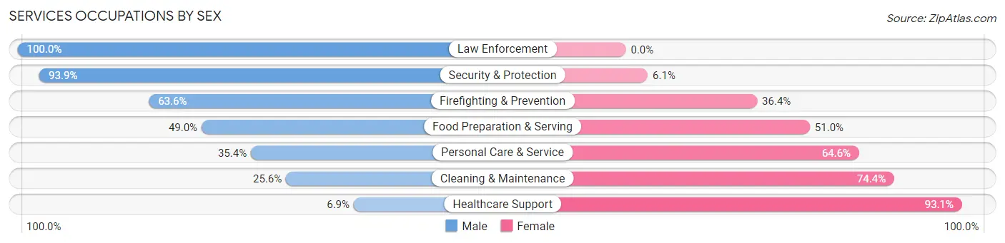 Services Occupations by Sex in Dallas County