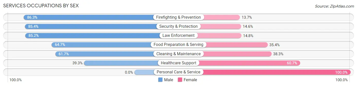 Services Occupations by Sex in Drew County