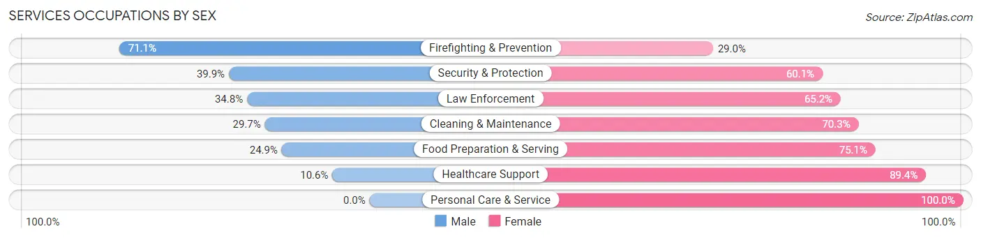 Services Occupations by Sex in Hempstead County