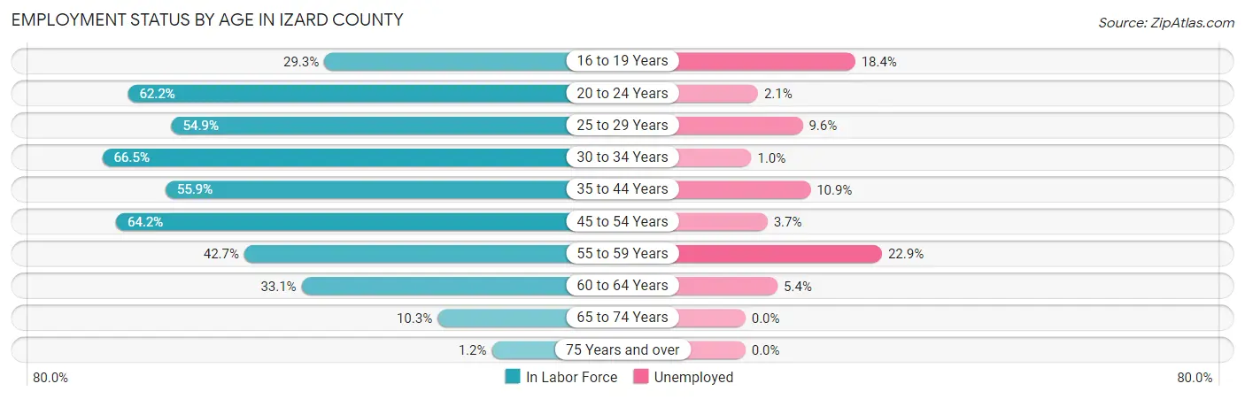 Employment Status by Age in Izard County