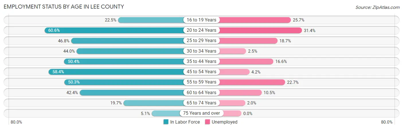 Employment Status by Age in Lee County