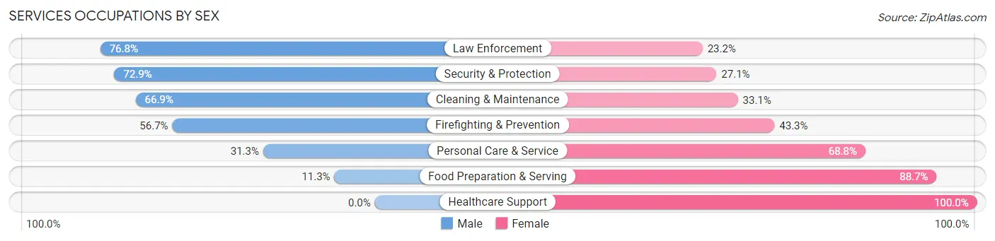 Services Occupations by Sex in Lincoln County