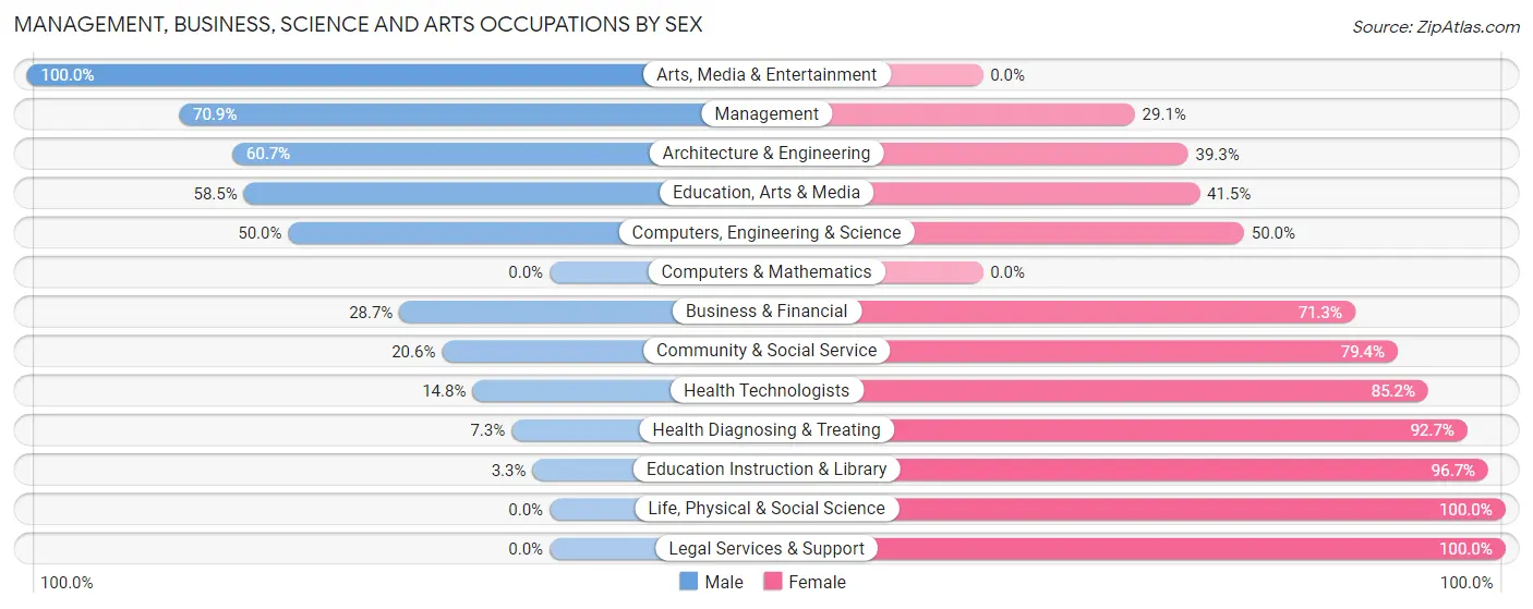 Management, Business, Science and Arts Occupations by Sex in Little River County