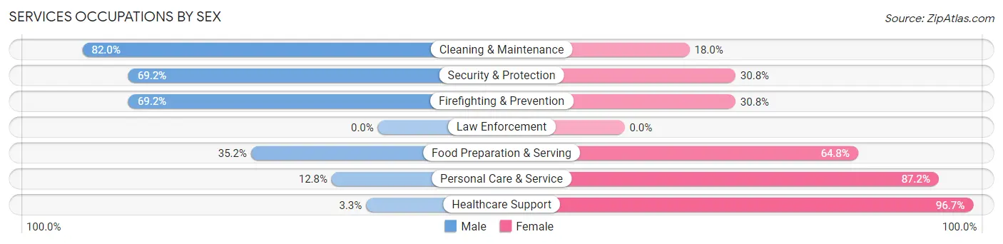 Services Occupations by Sex in Little River County