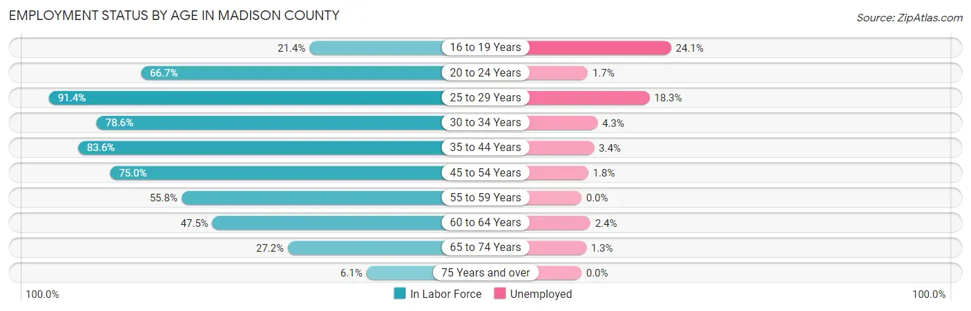 Employment Status by Age in Madison County