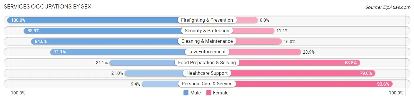 Services Occupations by Sex in Madison County