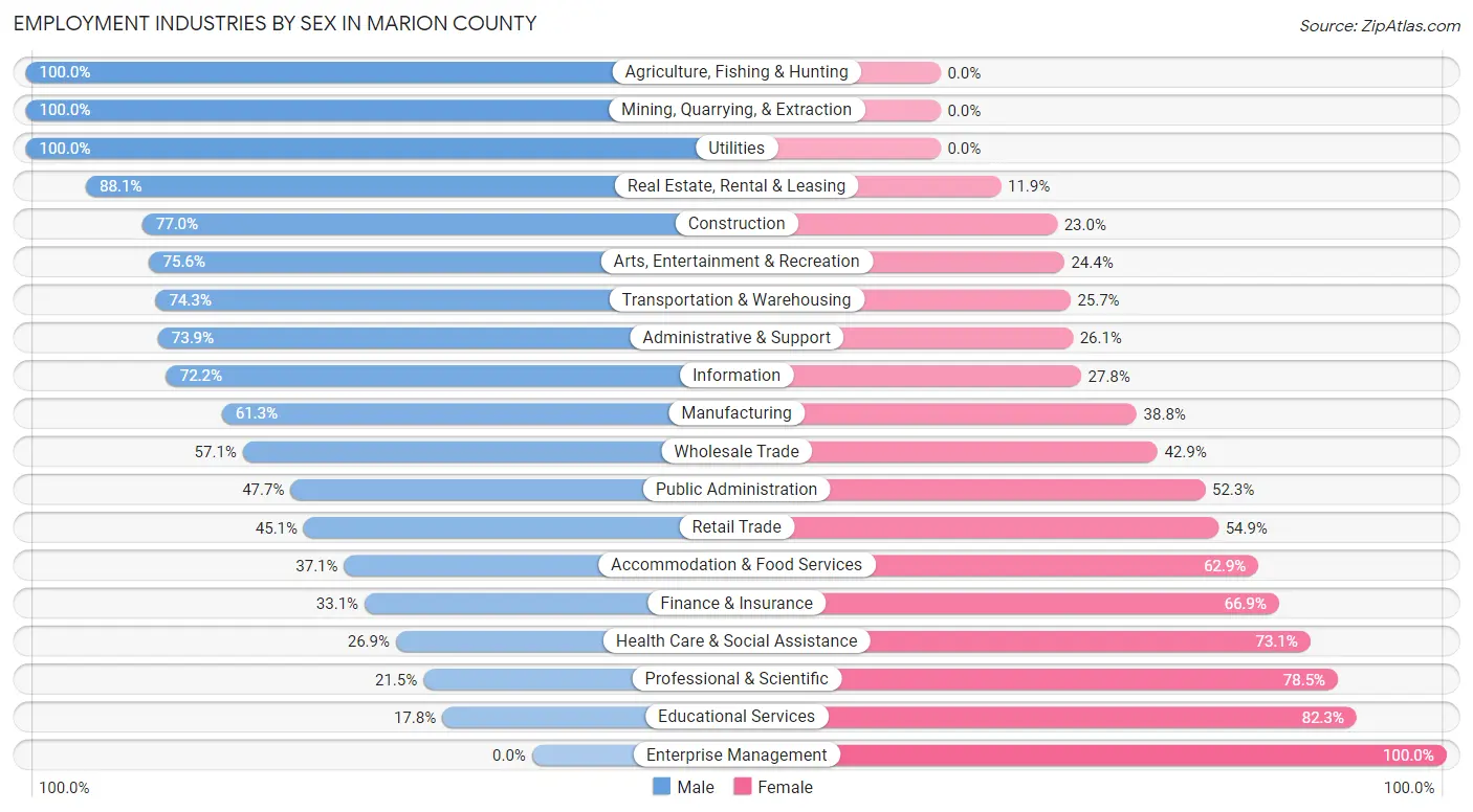 Employment Industries by Sex in Marion County