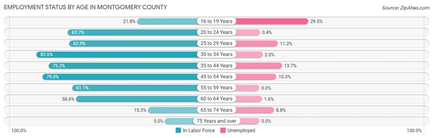 Employment Status by Age in Montgomery County