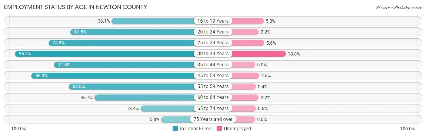 Employment Status by Age in Newton County