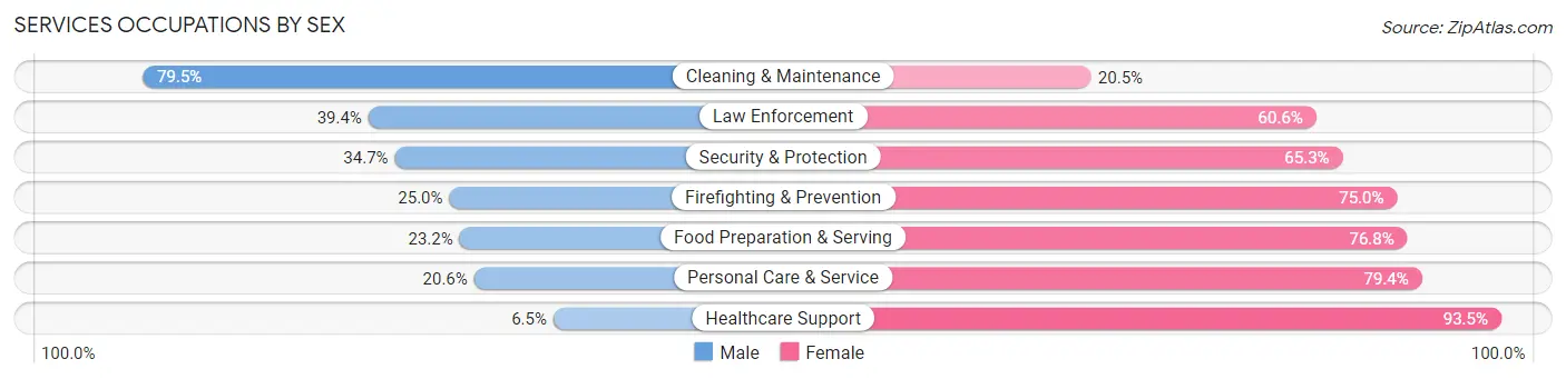 Services Occupations by Sex in Perry County