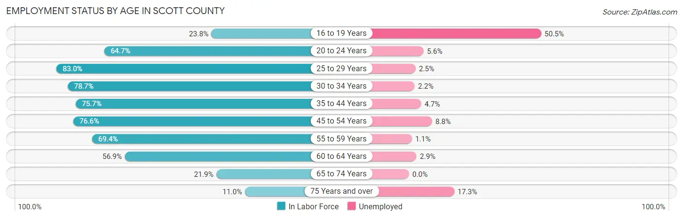 Employment Status by Age in Scott County