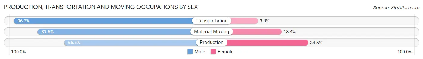 Production, Transportation and Moving Occupations by Sex in Yell County