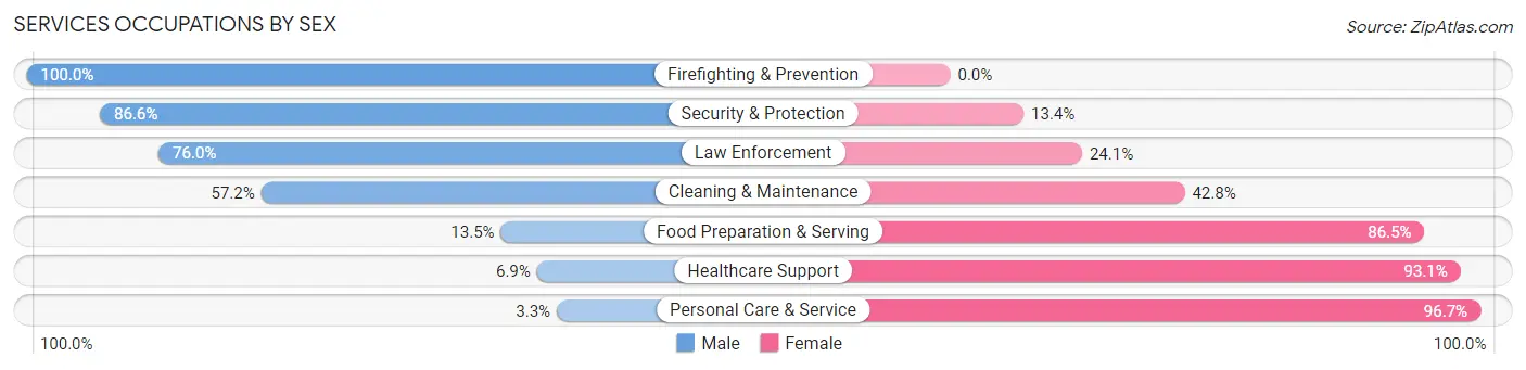 Services Occupations by Sex in Yell County