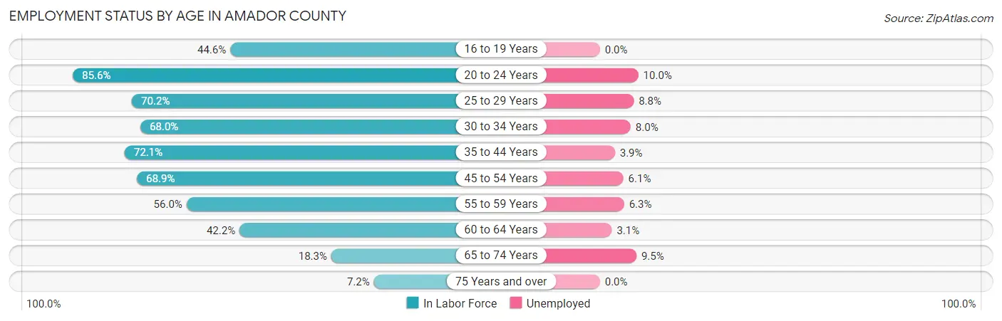 Employment Status by Age in Amador County