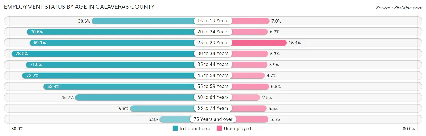Employment Status by Age in Calaveras County