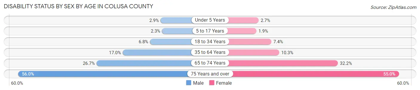 Disability Status by Sex by Age in Colusa County