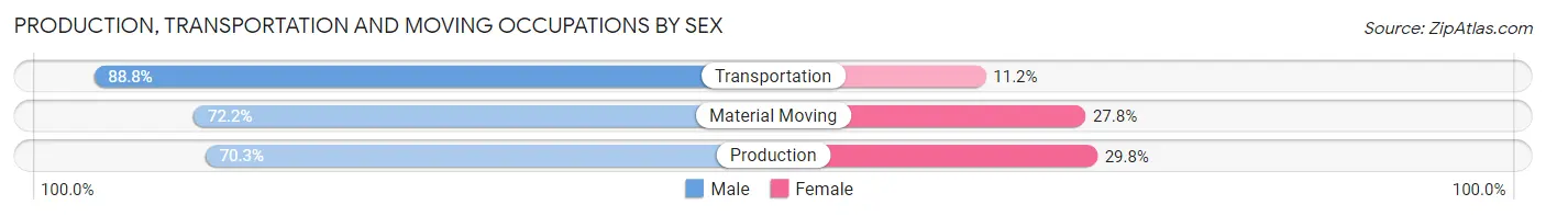Production, Transportation and Moving Occupations by Sex in Sacramento County