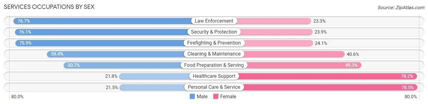 Services Occupations by Sex in Santa Clara County