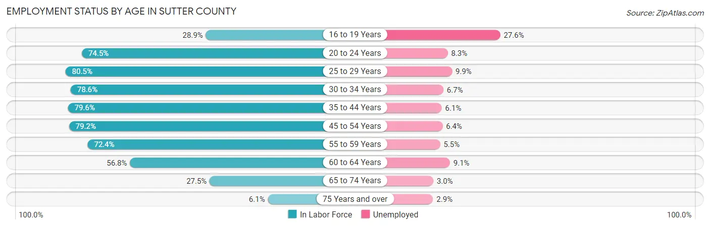 Employment Status by Age in Sutter County