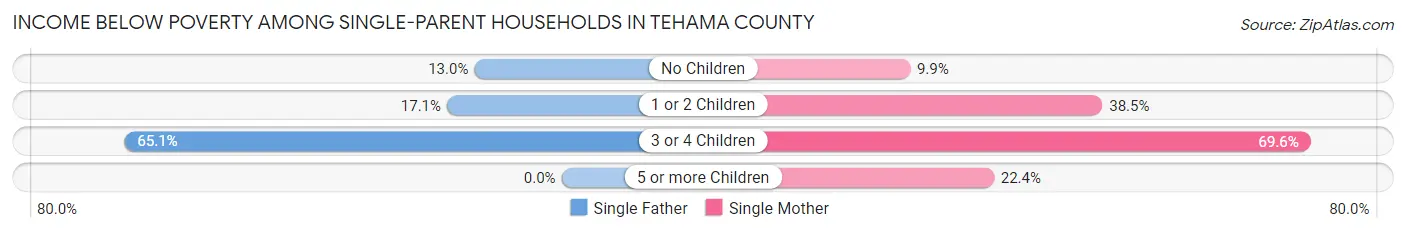 Income Below Poverty Among Single-Parent Households in Tehama County