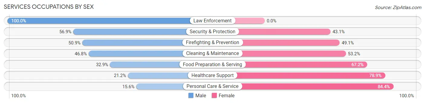 Services Occupations by Sex in Archuleta County