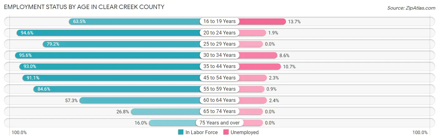 Employment Status by Age in Clear Creek County