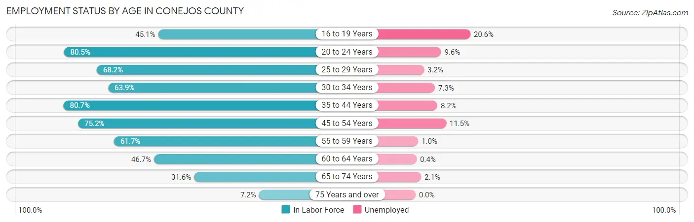 Employment Status by Age in Conejos County