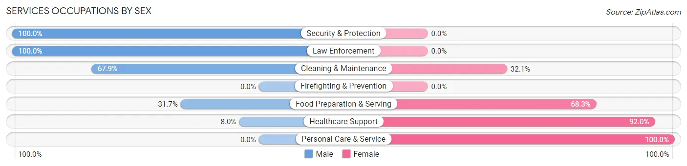 Services Occupations by Sex in Costilla County