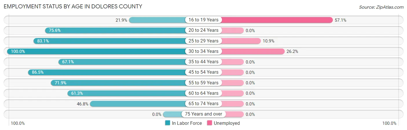 Employment Status by Age in Dolores County