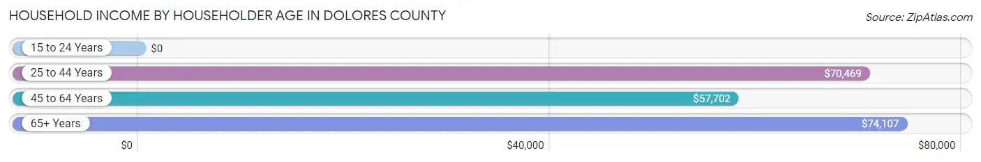 Household Income by Householder Age in Dolores County