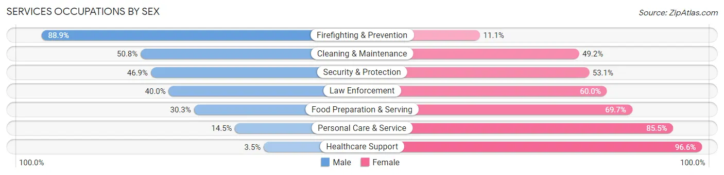 Services Occupations by Sex in Kit Carson County