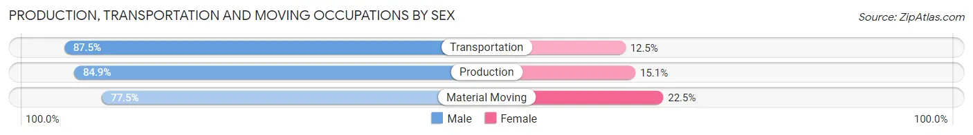 Production, Transportation and Moving Occupations by Sex in Las Animas County