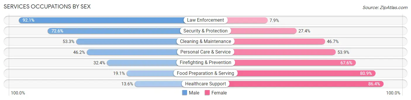 Services Occupations by Sex in Rio Grande County
