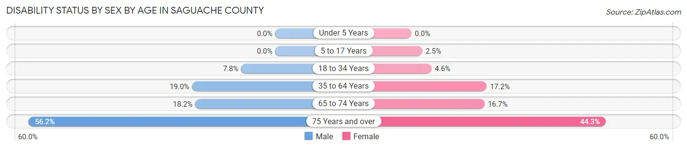 Disability Status by Sex by Age in Saguache County