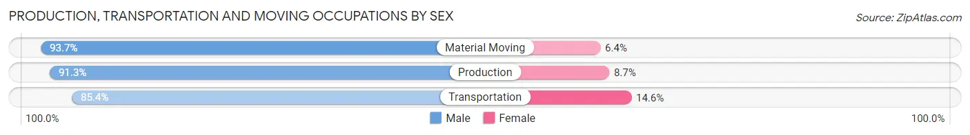 Production, Transportation and Moving Occupations by Sex in Saguache County
