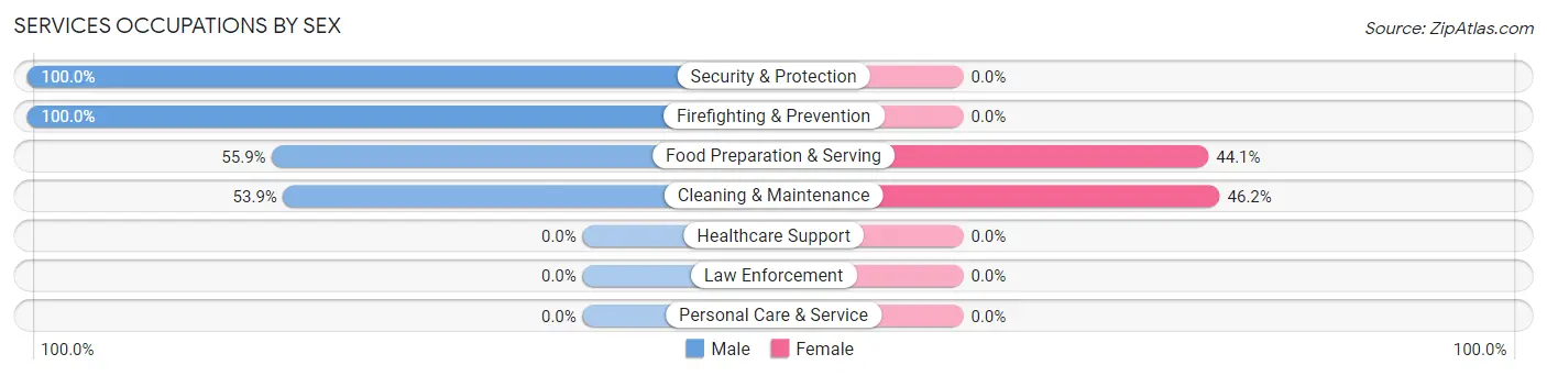 Services Occupations by Sex in San Juan County