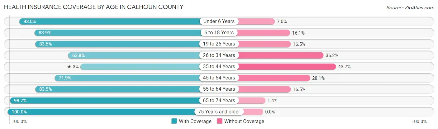 Health Insurance Coverage by Age in Calhoun County