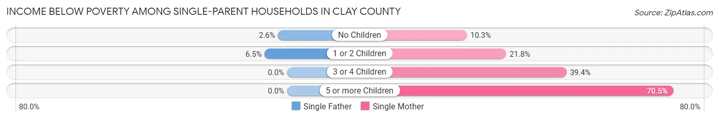 Income Below Poverty Among Single-Parent Households in Clay County