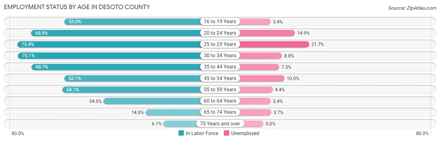 Employment Status by Age in Desoto County