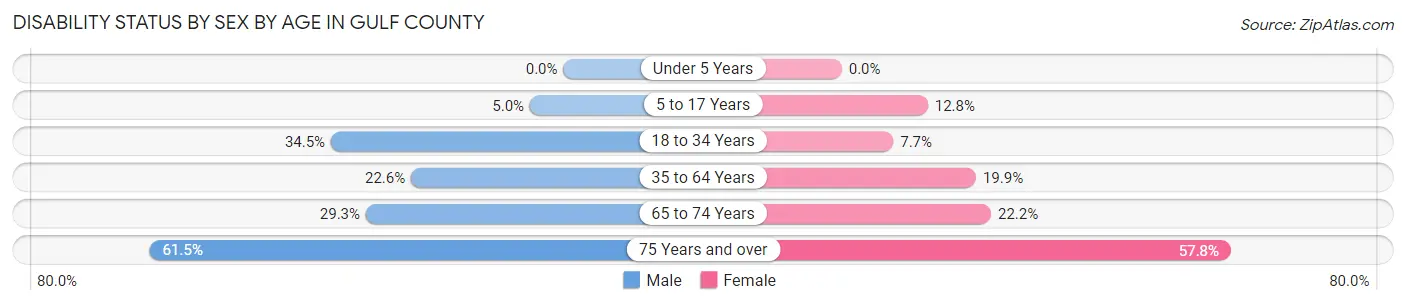 Disability Status by Sex by Age in Gulf County