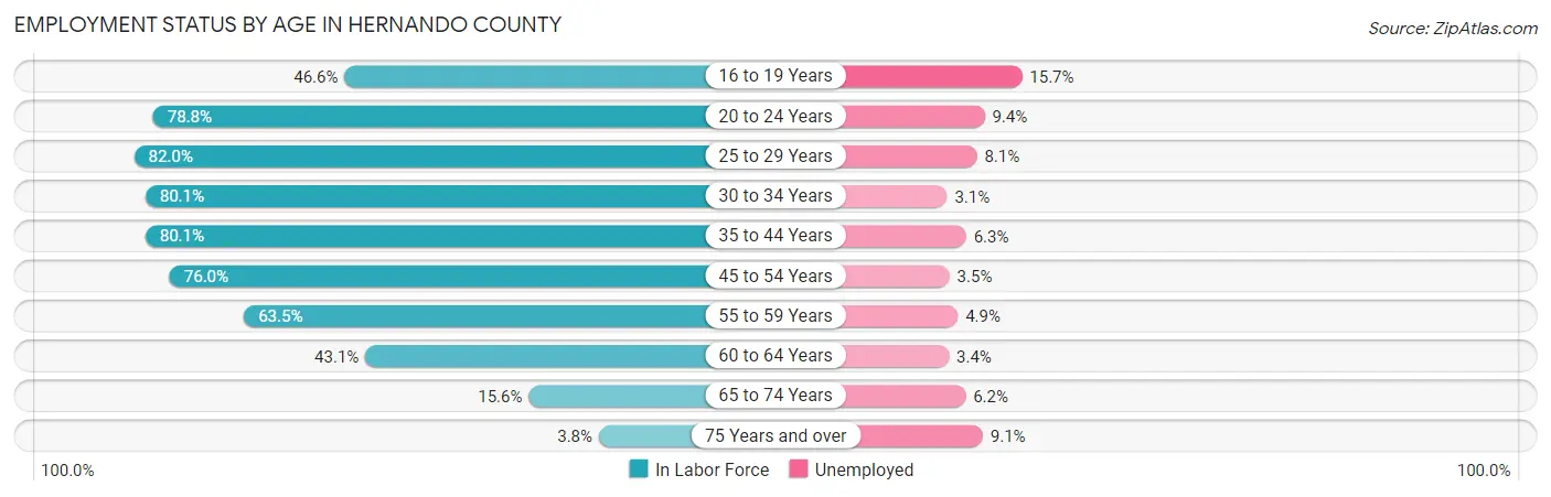 Employment Status by Age in Hernando County