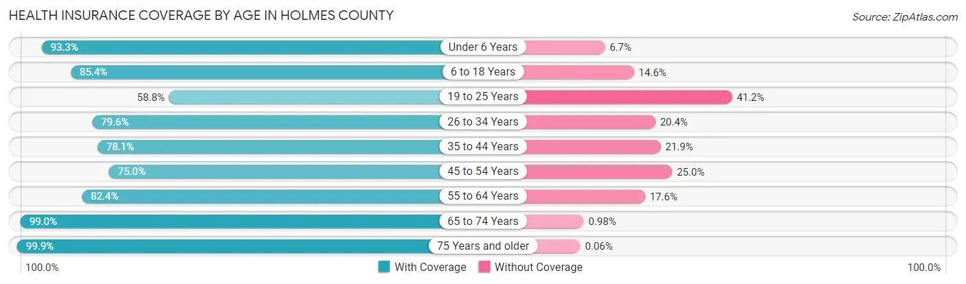 Health Insurance Coverage by Age in Holmes County
