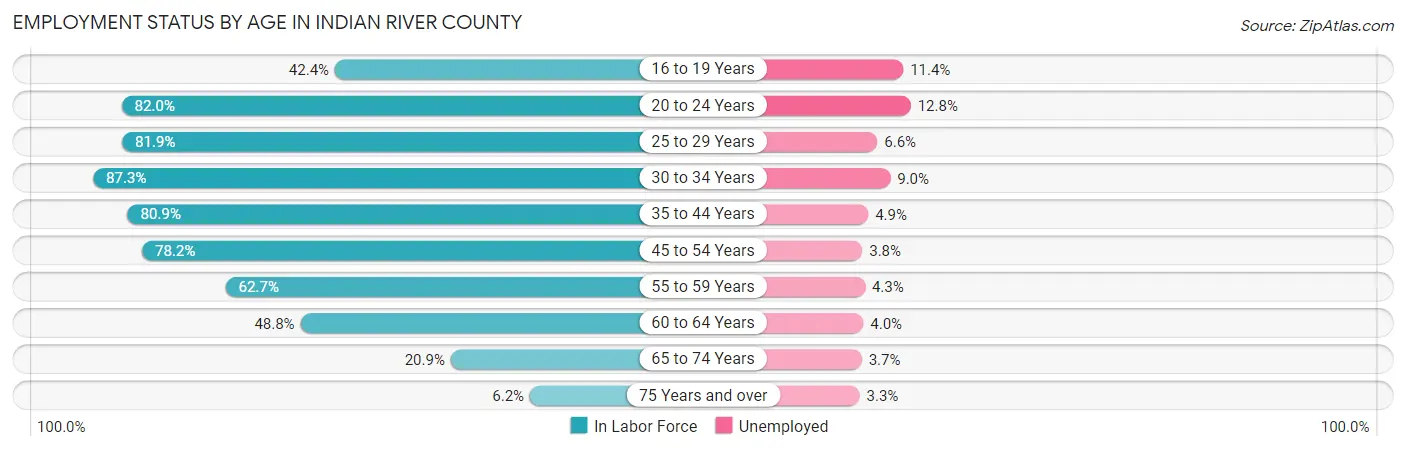 Employment Status by Age in Indian River County