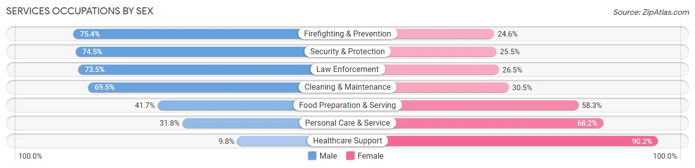Services Occupations by Sex in Lake County