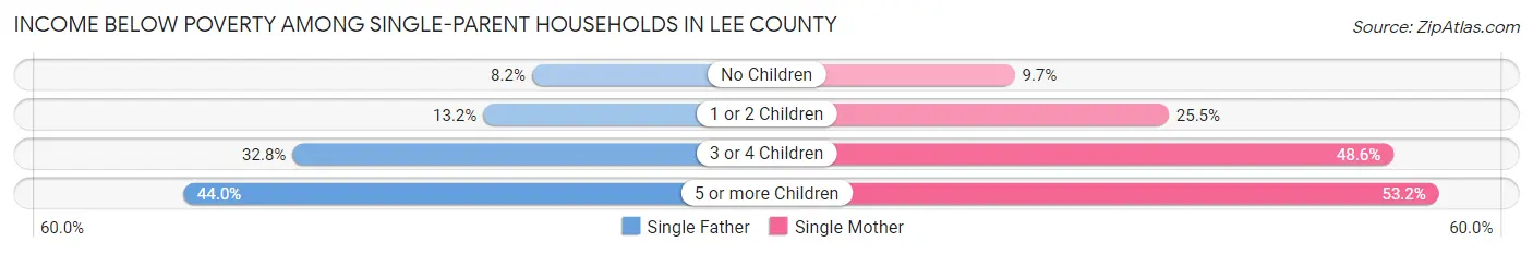 Income Below Poverty Among Single-Parent Households in Lee County