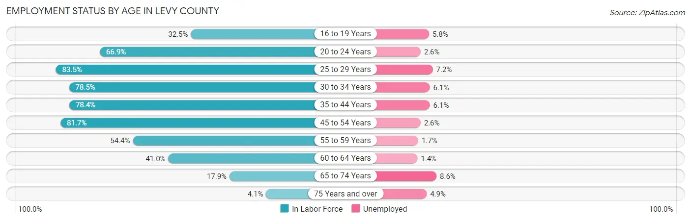 Employment Status by Age in Levy County