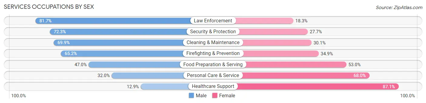 Services Occupations by Sex in Manatee County