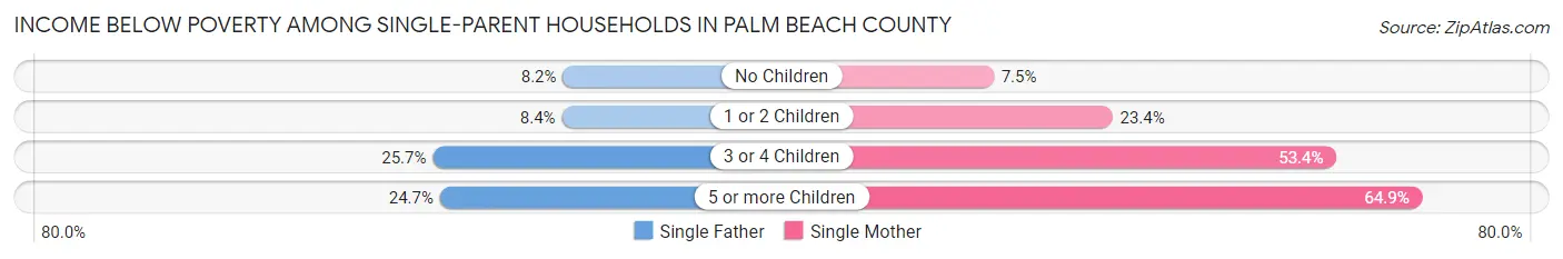 Income Below Poverty Among Single-Parent Households in Palm Beach County