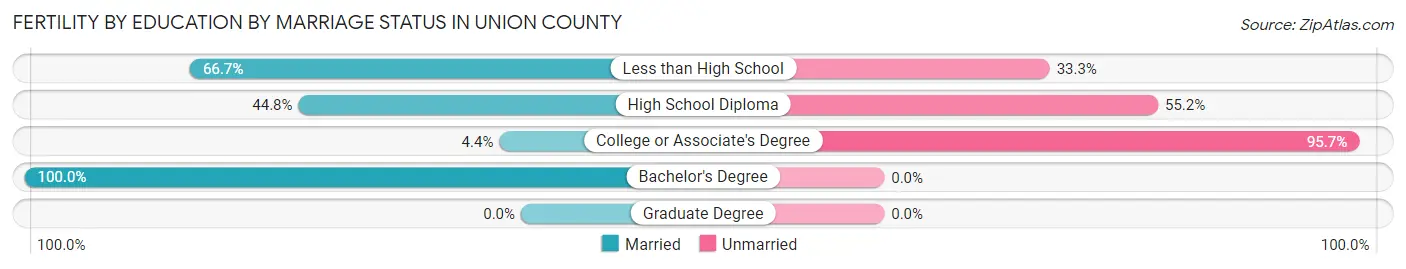 Female Fertility by Education by Marriage Status in Union County