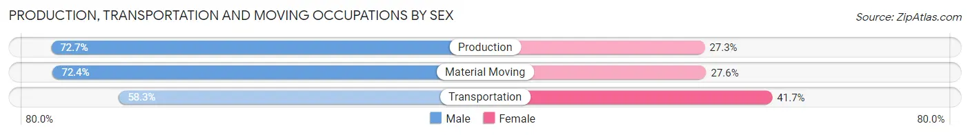 Production, Transportation and Moving Occupations by Sex in Bacon County